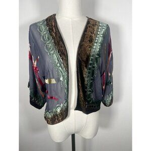 Vintage Y2K Jayley velvet burnout open silk bld cardigan whimsigoth festival OS